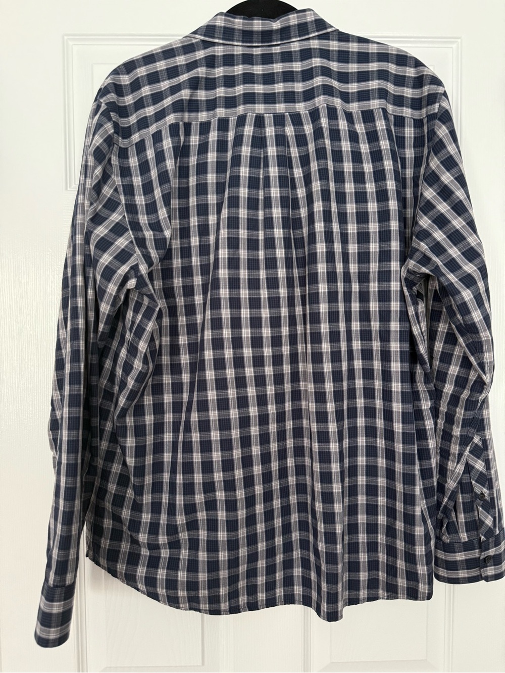 Billy Reid Navy Plaid Men's Button-Down Shirt-size L - Picture 3 of 4